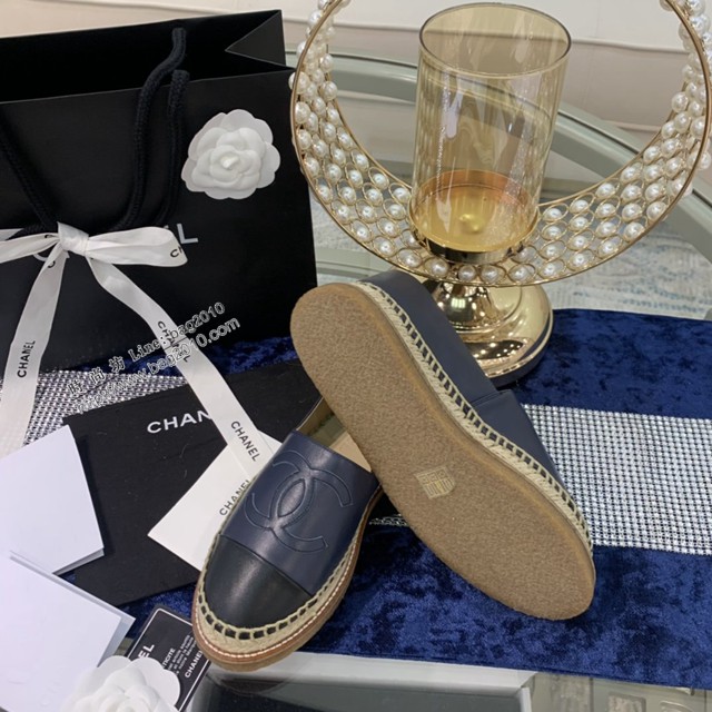 CHANEL頂級代購版漁夫鞋 香奈兒羊皮漁夫鞋草編鞋 dx3567